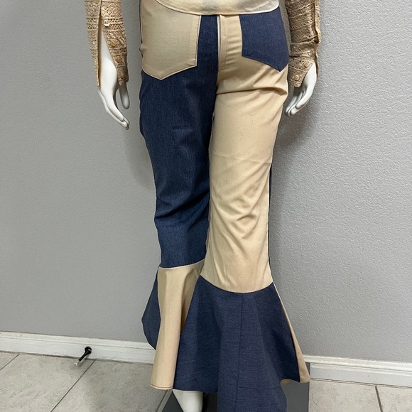 New Color Block High Rise Big Bell Bottom Pants - Picture 5 of 7